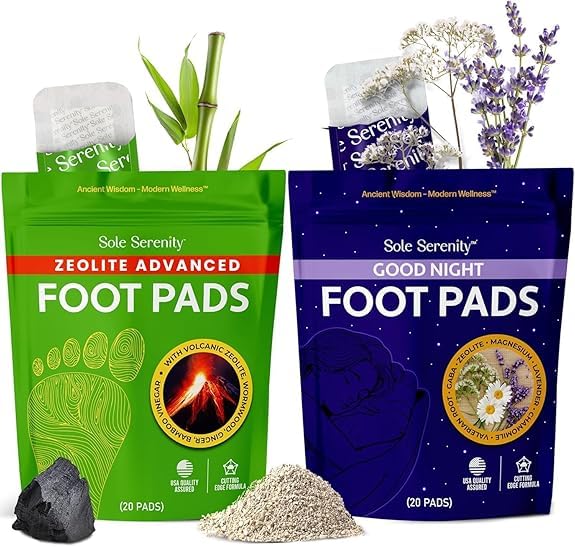 Sole Serenity Foot Pads - Zeolite Mineral, Ginger Root, Wormwood, Bamboo Vinegar, Foot Spa for Achy Feet (Bundle)-StrideForce Fitness