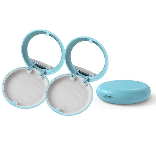2 Pack Retainer Case with Mirror, Fashion Orthodontic Slim Night Guard Cases, Portable Mouth Guard Storage Case for Travel
