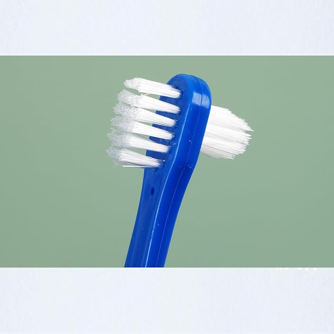 2 Pack Denture Toothbrush Set, Braces & Mouth Guards (Blue/White), Dual Head Hard Bristle Denture Brush for Cleaning False Teeth