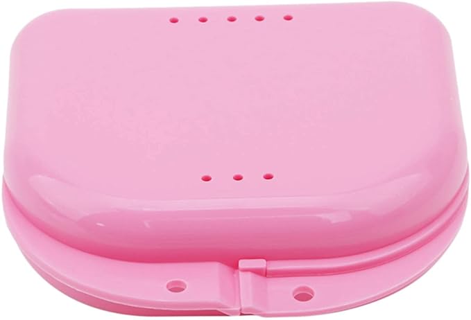 Mouth Guard Case Orthodontic Retainer Box Denture Storage Container, Pink