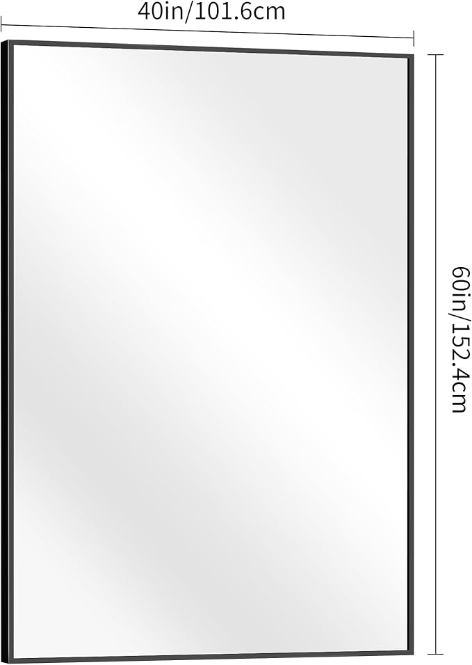 Bathroom Mirror,60x40 inch Bathroom Mirrors for Over Sink,Large Wall Mirror for Bathroom Wall Mounted Rectangle Mirrors,Black Vanity Mirror for Living Room,Bedroom Entryway,Horizontal/Vertical-StrideForce Fitness