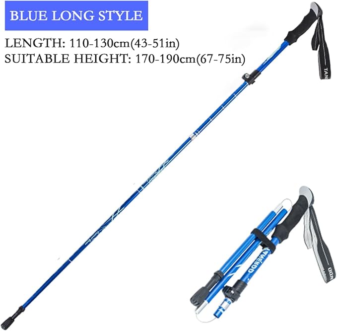 Trekking Poles - 1pc Sports Aluminium 7075 Anti Shock Walking Trekking Hiking Stick Pole,Ultralight Alpenstock,Adjustable Quick,Single Collapsible Pole-StrideForce Fitness