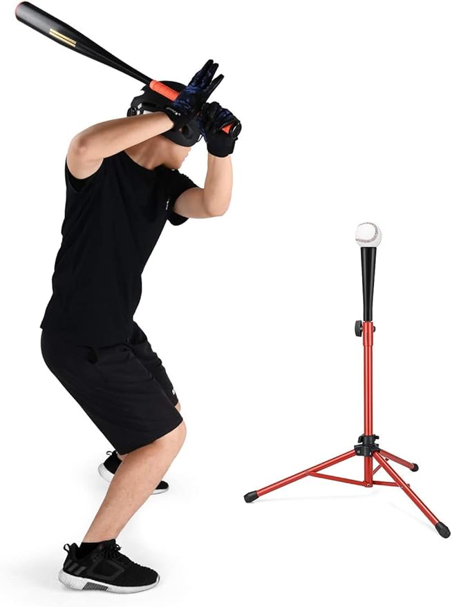 Gonex Baseball Softball Practice Hitting Batting Tripod Stand Rubber Tee Collapsible Portable with Carrying Bag-StrideForce Fitness