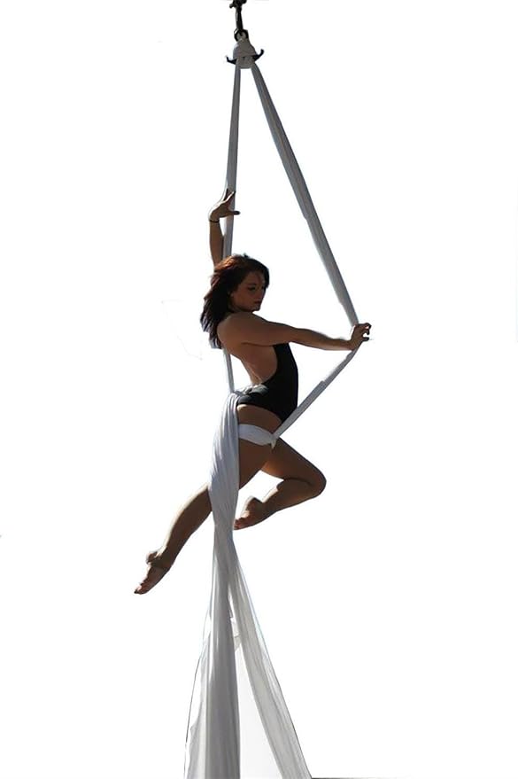 DASKING Aerial Silks Starter Kit - Durable 11Yards of Aerial Yoga Hammock with Hardware, Aerial Swing for Acrobatic Flying Yoga & All Levels (Aerial Rigging Point Up to 14ft)-StrideForce Fitness