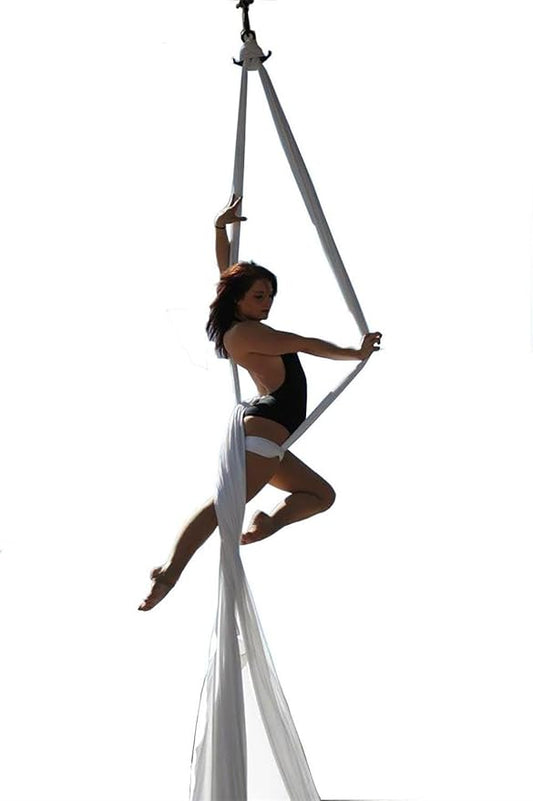 DASKING Aerial Silks Starter Kit - Durable 11Yards of Aerial Yoga Hammock with Hardware, Aerial Swing for Acrobatic Flying Yoga & All Levels (Aerial Rigging Point Up to 14ft)-StrideForce Fitness