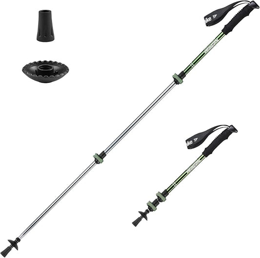 Naturehike Collapsible Trekking Poles, Adjustable Lightweight Aluminum Hiking Poles, Shock Absorption with Wrist Straps for Hiking and Daily Use, Yelllow/Green (Set of 2)-StrideForce Fitness