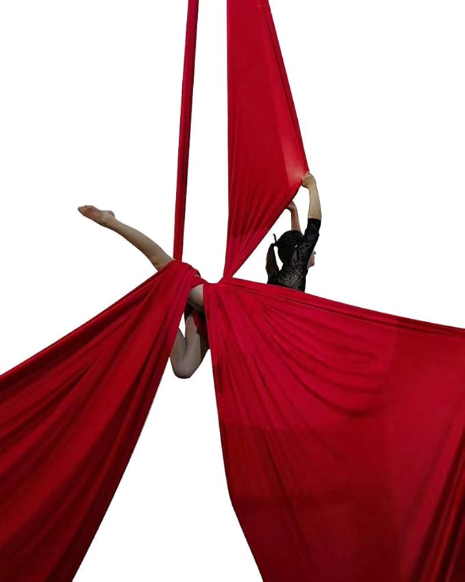 DASKING Aerial Silks Starter Kit - Durable 11Yards of Aerial Yoga Hammock with Hardware, Aerial Swing for Acrobatic Flying Yoga & All Levels (Aerial Rigging Point Up to 14ft)-StrideForce Fitness
