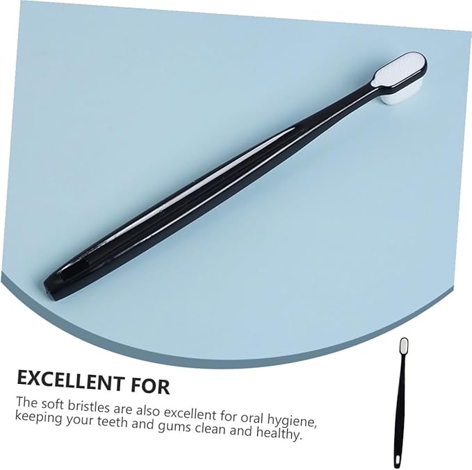 Soft Bristle Toothbrush 2pcs for Adults, Extra Thin Extra Soft Bristles, Gum Care Manual Toothbrush Set with Black and White Handles, Suitable for Sensitive Gums and Couples