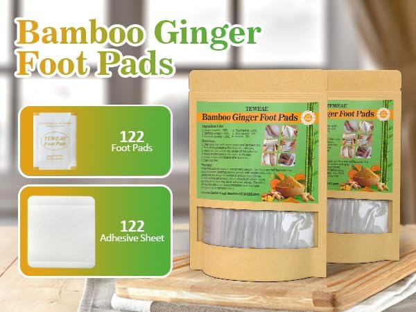 Foot Pads - 122 Pads Pure Natural Ginger Powde Bamboo Vinegar Pad, Goodnight FootPads for Travel or Home Use-StrideForce Fitness