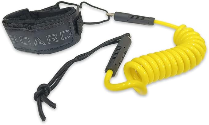 Bodyboard Leash Coiled Rope 4FT |Surf Accessories Replacement Surfboard Leash Red and Yellow-StrideForce Fitness
