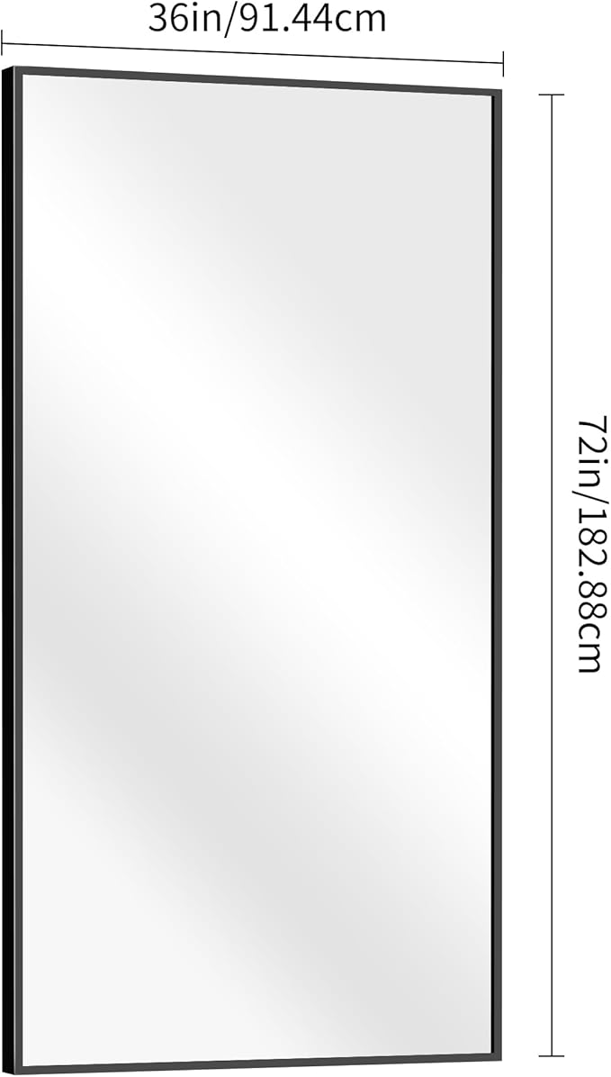 Bathroom Mirror,72x36 inch Bathroom Mirrors for Over Sink,Large Wall Mirror for Bathroom Wall Mounted Rectangle Mirrors,Black Vanity Mirror for Living Room,Bedroom Entryway,Horizontal/Vertical-StrideForce Fitness