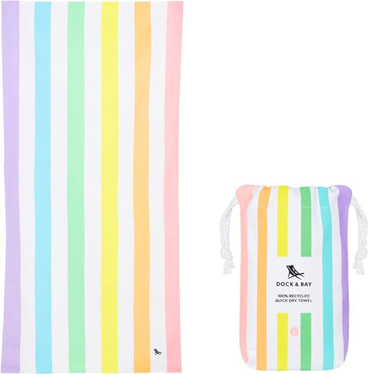 Dock & Bay Kid's Towel - for Beach Use - Quick Dry, Sand Free - Compact, Lightweight - 100% Recycled - Includes Bag - Summer - Unicorn Waves, Medium (130x70cm, 51x28)-StrideForce Fitness