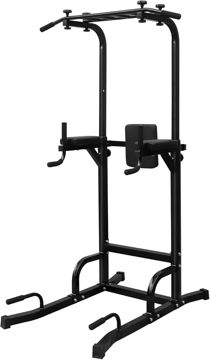 LSKSSNG Power Tower Dip Station Pull Up Bar for Home Office Gym, Multi-Function Workout Dip Station Power Tower for Full Body Strength Training Fitness Equipment, Pull Up Stand Holds Up to 440LBS-StrideForce Fitness