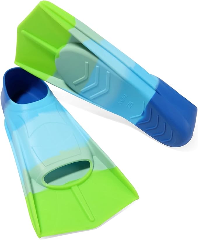 Kids Swim Fins,Short Kids Fins Youth Swimming Flippers for Lap Swimming Training for Children Girls Boys Beginners-StrideForce Fitness
