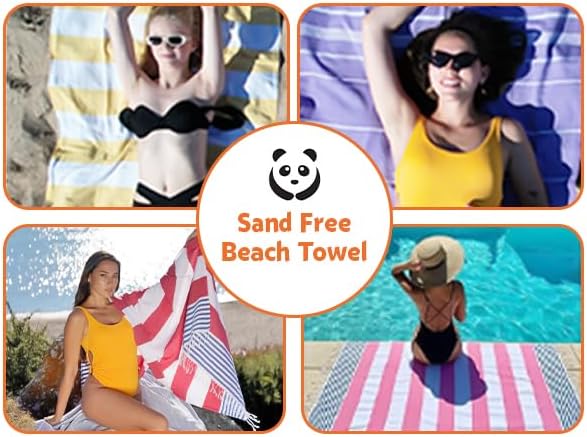 HAVLULAND Set of 6 Turkish Beach Towel Oversized 72"x40" - Sand Free Beach Towels, Lightweight Turkish Towels for Beach, Bath, Pool, Vacation Accessories - Bulk Set-StrideForce Fitness