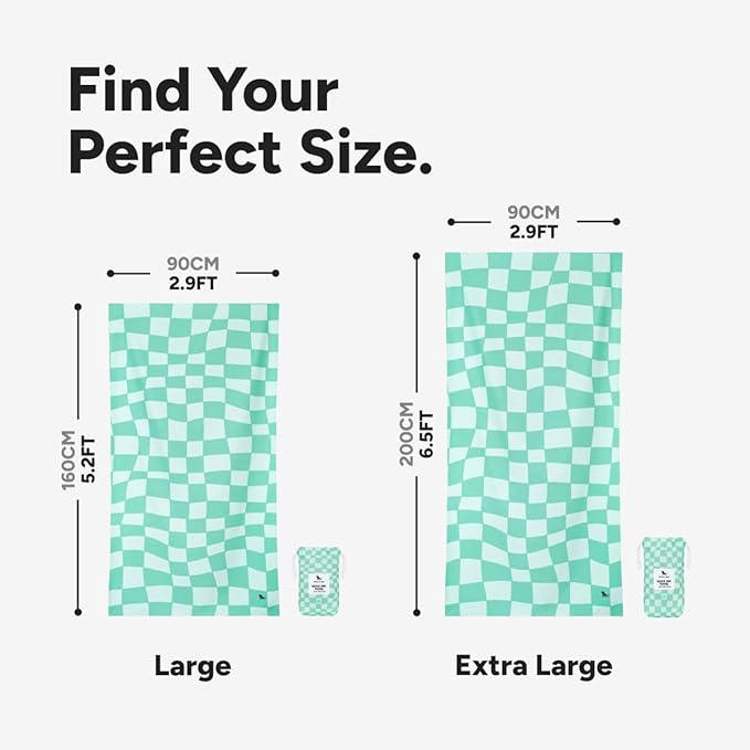 Dock & Bay Beach Towel - Quick Dry, Sand Free - Compact, Lightweight - 100% Recycled - Includes Bag - Check Mate - Extra Large (200x90cm, 78x35)-StrideForce Fitness