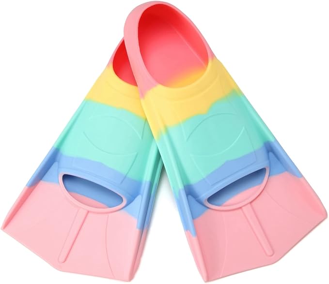 Kids Swim Fins,Short Kids Fins Youth Swimming Flippers for Lap Swimming Training for Children Girls Boys Beginners-StrideForce Fitness