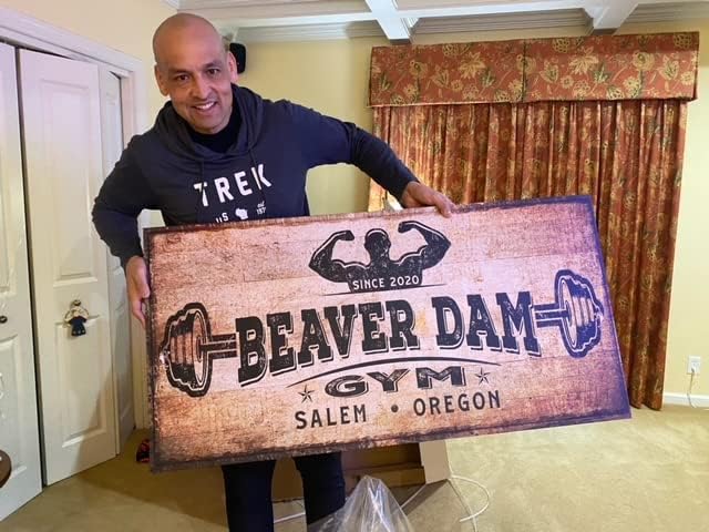 TAILORED CANVASES Personalized Gym Sign Wall Art Decor - Motivational Canvas s for Home Gym, Workout Room, Garage, Fitness Center - Workout Inspirational Posters - Gym Name on Rustic Copper, 48x24in-StrideForce Fitness