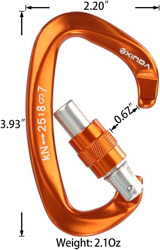 Screwgate Locking Carabiner Clip - Professional Rock Climbing Carabiner Screw Lock,Heavy Duty Carabiners for Climbing,Mountaineer,Hammock,Camping,Outdoor Equipment-StrideForce Fitness