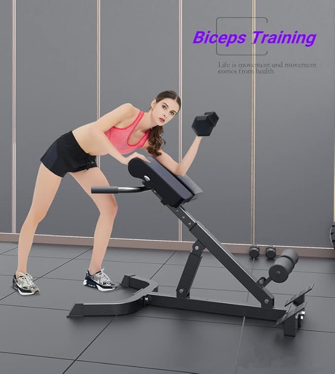 ComMax Hyperextension Roman Chair Back Extension Bench Foldable Workout Bench Machine for Home GYM Adjustable Waist Abdominal Back Trainer-StrideForce Fitness