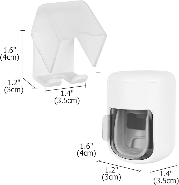 4 Pack Toothbrush Holder Wall Mounted with Cover for Bathroom, Mini Toothbrush Storage Organizer for Shower, Self Adhesive Toothbrush Hanger with Automatic Toothpaste Squeezer Dispenser