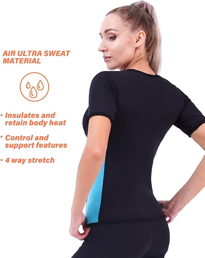 NonEcho Women Sauna Sweat Suit Sleeve Spa Cami Hot Neoprene Slimming Workout Vest Body Shaper Waist Trainer Top-StrideForce Fitness