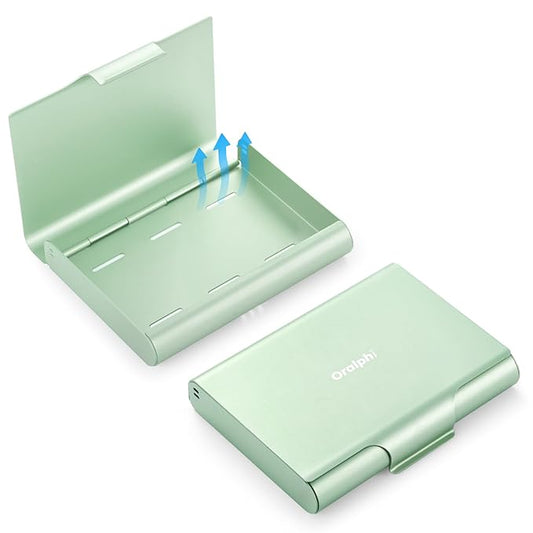 Aluminum Retainer Case for Invisalign Aligners, Partial Mouth Guard Case Denture Retainer Container Case Holder with Vent Holes, Slim Orthodontic Aligner Case for Traveling-1 Pack Green