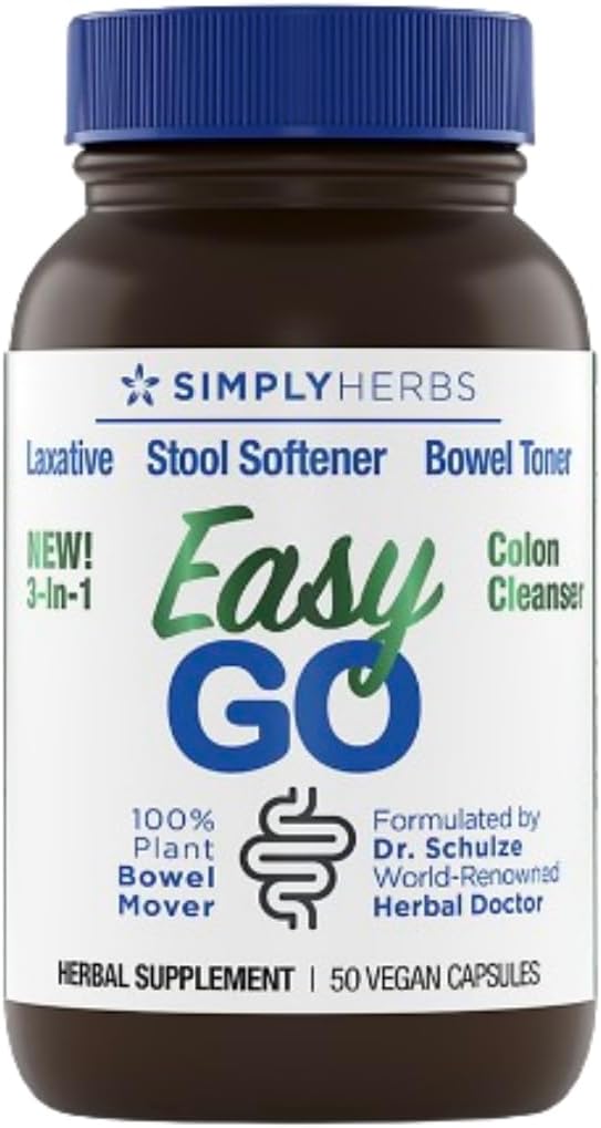 Dr. Schulze's Easy GO Bowel Mover - Formulated Gentle Laxative, Colon Toner & Stool Softener | 100% Plant Natural Bowel Cleanse - Promotes Regular & Complete Bowel Movements - 50 Count Vegan-StrideForce Fitness