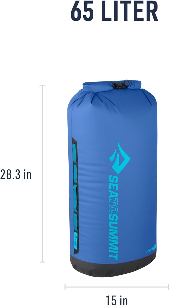 Sea to Summit Big River Dry Bag, Heavy-Duty Dry Storage, 65 Liter, Surf Blue-StrideForce Fitness
