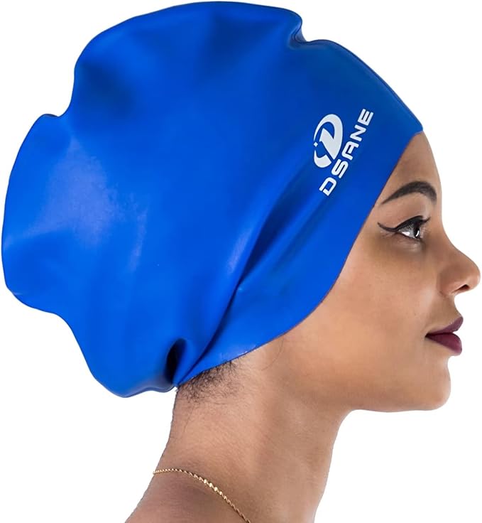Dsane Extra Large Swimming Cap for Women and Men,Special Design Swim Cap for Very Long Thick Curly Hair&Dreadlocks Weaves Braids Afros Silicone Keep Your Hair Dry-StrideForce Fitness