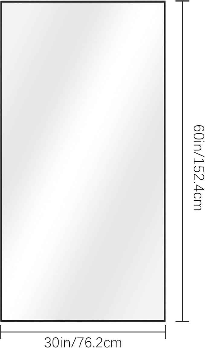 Black Bathroom Mirror for Wall, 30x60 Inch Rectangle Mirrors with Metal Frame, Modern Vanity Wall Mirror Decor for Entryway Hangs, Bathroom Living Room Horizontal or Vertical-StrideForce Fitness