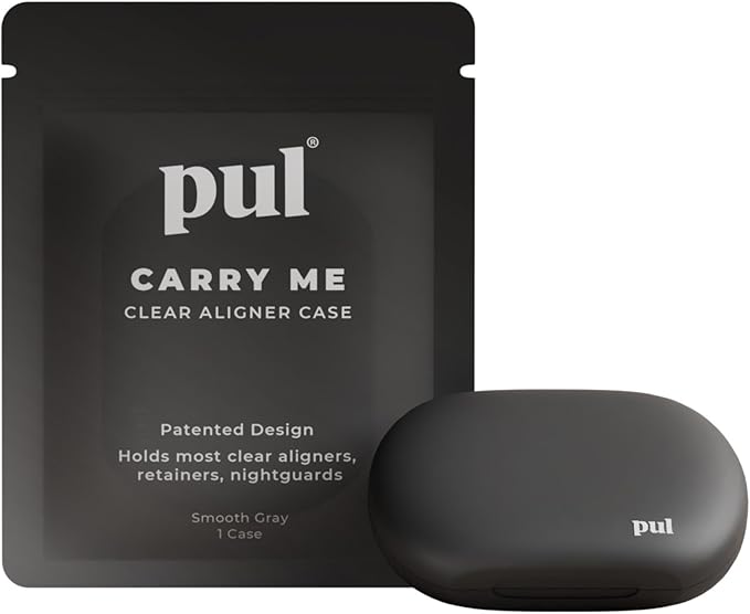 Clear Aligner and Retainer Case by PUL | Also Compatible with Mouthguards, Nightguards, Dentures, Floss Picks, Pul Tools, and Cleaning Tablets | Slim and Lightweight | Secure Magnetic Closure (Gray)