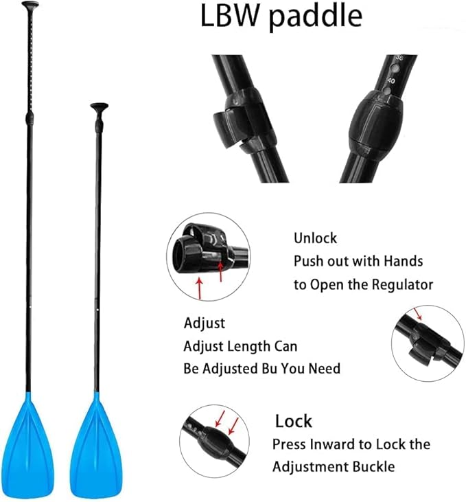 LBW 3 Piece SUP Paddle Board Paddle Floating Portable Paddleboard Accessories Adjustable Double Holes Lock Sturdy & Ergonomic for Surfing Beginner-StrideForce Fitness