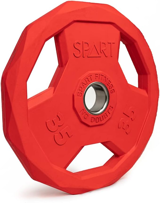 SPART Color Coded Weight Plate 2-Inch Rubber Coated Olympic Grip Plate for Barbell, Solid Cast Iron Weight Plates for Strength Training, Weightlifting, Crossfit, Home Gym, 2.5LB/5LB/10LB/25LB/35LB/45LB, Pair-StrideForce Fitness