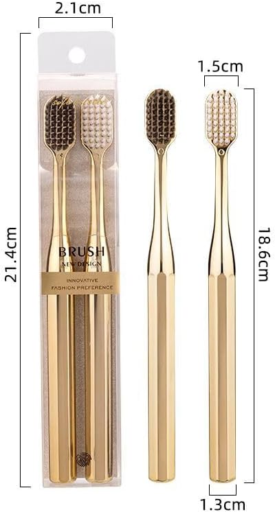 Ultra-Soft Toothbrush Set, in Gold and Silver, 2 Boxes in Total, fine bristles for Gentle Gum Care.