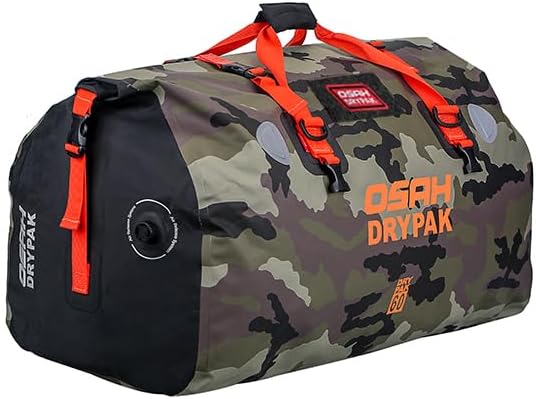 Waterproof Duffel& Luggage Bag - Motorcycle Dry Bag Tail Saddle Bags with Roll Top Closure,Large Storage Space,for Camping, Kayaking, Fishing & Traveling(Jungle, 60L)-StrideForce Fitness