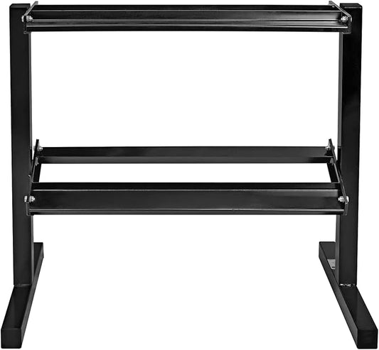 WF Athletic Supply Rubber Coated Hex Dumbbell Set with Two Tier Premium Storage Rack Built for Strength Building, Weight Loss & Home Gym ??Multiple Sets Available
