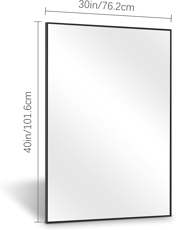 Black Bathroom Mirror for Wall, 30x40 Inch Rectangle Mirrors with Metal Frame, Modern Vanity Wall Mirror Decor for Entryway Hangs, Bathroom, Living Room Horizontal or Vertical-StrideForce Fitness