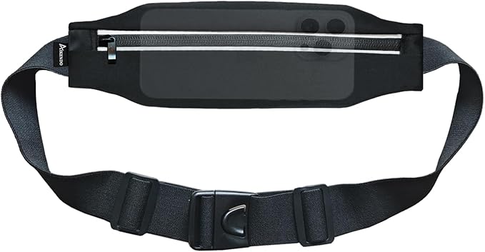Running Belt Fanny Pack, Slim Runners Waist Pack for Men & Women [Fits ALL Phones], Money Belt, Reflective Running Gear Accessories Fitness Phone Holder for Exercise Marathon Jogging (Black1)-StrideForce Fitness
