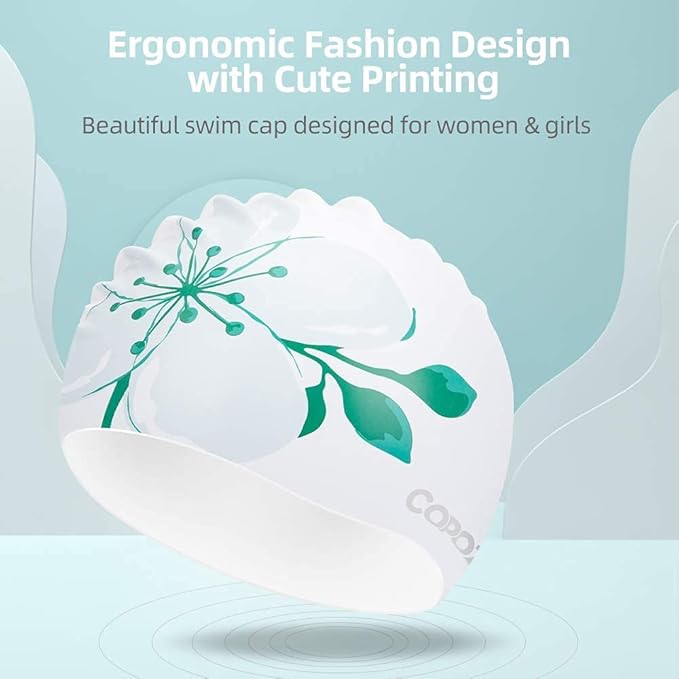 COPOZZ Stylish Silicone Swim Cap for Women – Comfortable, Durable, and Hair-Protecting Design-StrideForce Fitness