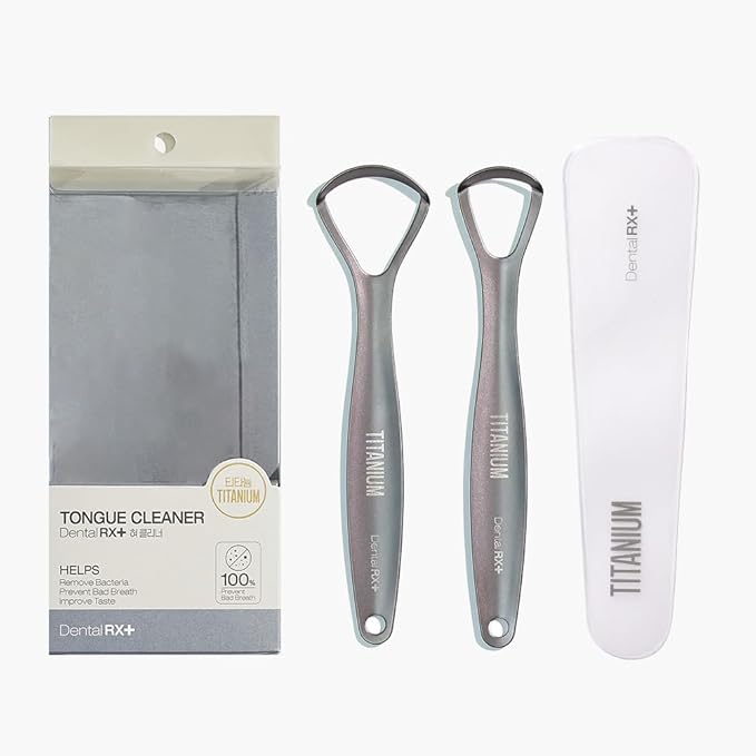 Pure Titanium Tongue Scrapers For Adults and Kids (2 Pack, Different Size), Titanium Tongue Cleaners, Prevent and Reduce Bad Breath