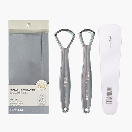 Pure Titanium Tongue Scrapers For Adults and Kids (2 Pack, Different Size), Titanium Tongue Cleaners, Prevent and Reduce Bad Breath