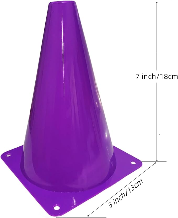 24 Pcs 7 Inch Plastic Traffic Cones, Basketball Football Drills, Skating, Sport Training Agility Markers, Indoor Outdoor Games, Multicolor-StrideForce Fitness
