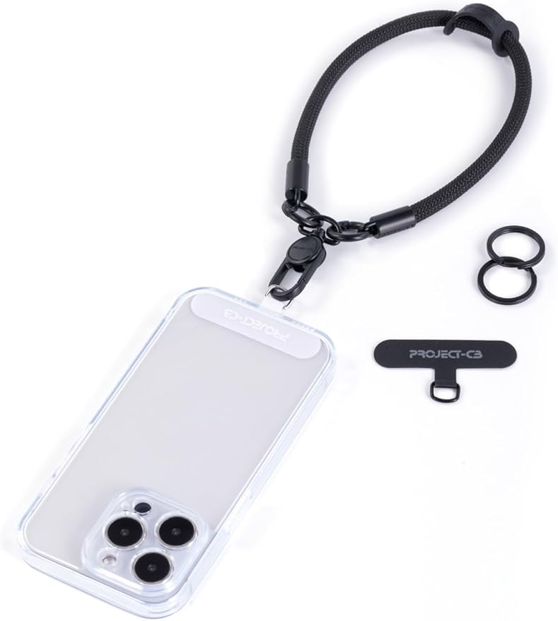 project-cb Phone Wrist Strap×1,Phone Tether Tab×2,Phone Wristlet,Phone Lanyard Wrist Strap,Key Holder,Keychain,Key Ring×2 (Black)-StrideForce Fitness