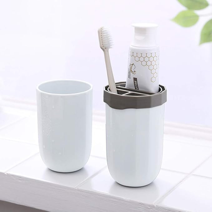 Portable Travel Toothbrush Case,3 in 1 Toothpaste Travel Case Holder Hard Plastic Tooth Brush Container Toothbrush Storage Box for Travel,Business,Home,Camping, School Supplies(White)