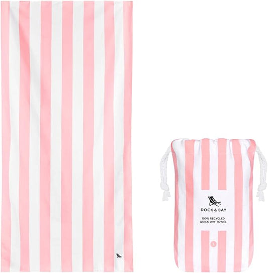 Dock & Bay Quick Drying Towel - for Sports & Gym - Compact, Lightweight - 100% Recycled - Includes Bag - Cabana - Malibu Pink, Medium (130x70cm, 51x27)-StrideForce Fitness