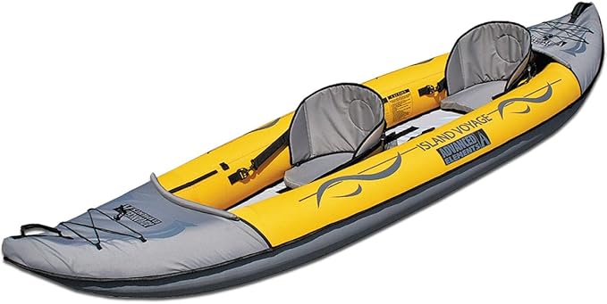 Advanced Elements - Island Voyage 2 Inflatable Kayak - Recreational Convertible Kayak - for 1 or 2 Person - 11 ft - Yellow-StrideForce Fitness