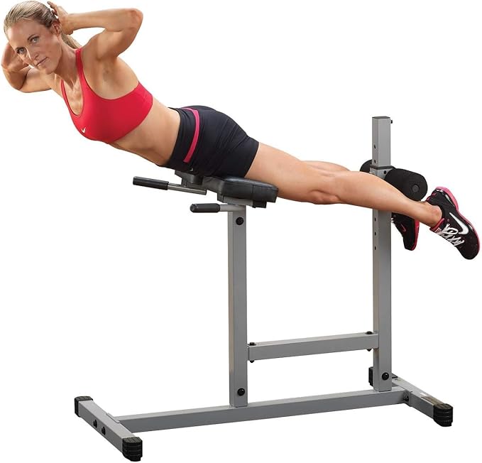 Body-Solid Back Hyperextension Machine for Lower Back Extension, Ab Crunch, Glutes and Hamstrings Exercise, Roman Chair for Abdominal and Core Training, Home Gym Equipment, Silver/Black-StrideForce Fitness