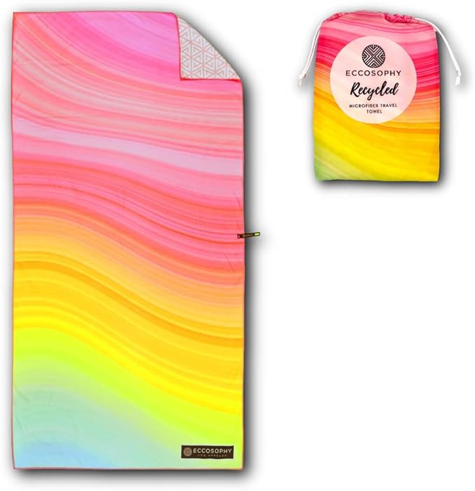 ECCOSOPHY Microfiber Beach Towel - Sand Free Towels are Quick Dry, Light Weight, Super Absorbent - Perfect Pool, Travel, Cruise, Camping Essentials - Oversized Extra Large for Adults 71x35 in-StrideForce Fitness