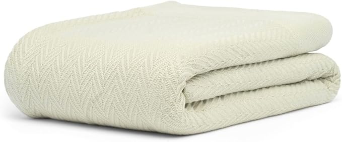 100% Cotton Herringbone Weave Blankets, 108" X 90" King, Throw Blanket for Bed, All Season Cotton Blanket, Cozy Blanket,Throws & Bed Blanket, Throw Blanket for Couch, Modern Home Decor -Sage-StrideForce Fitness
